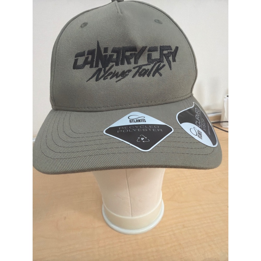 Atlantis Fiji Canary Cry News Talk Hat Olive Green Recycled Polyester Cap NWT